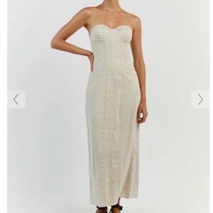 NWT DISSH Natural Linen Strapless Dress